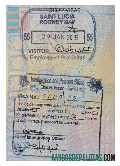 Visto de viagem para SÃO LÚCIA amostra